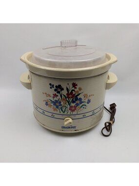 Vintage Crock Pot Rival Floral Removable Stoneware Slow Cooker Model 3656 Read
